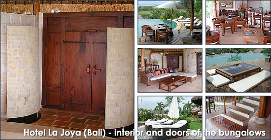 Hotel La Joya (Bali), interior and doors of the bungalows